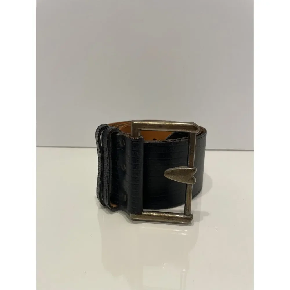 Limited Express Wide Genuine Leather Western Black Belt Heart Buckle Boho